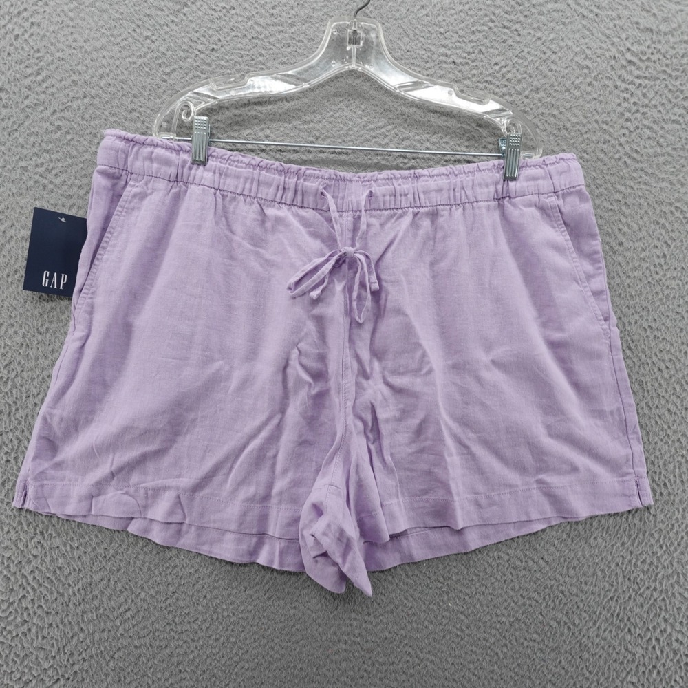Gap Linen Pull-On Shorts Lilac Purple XXL NWT Elastic Drawstring Pockets NEW